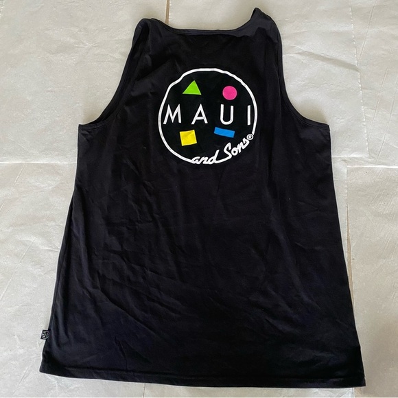 Maui and Sons Black Tank with Colorful Logo - Picture 1 of 8